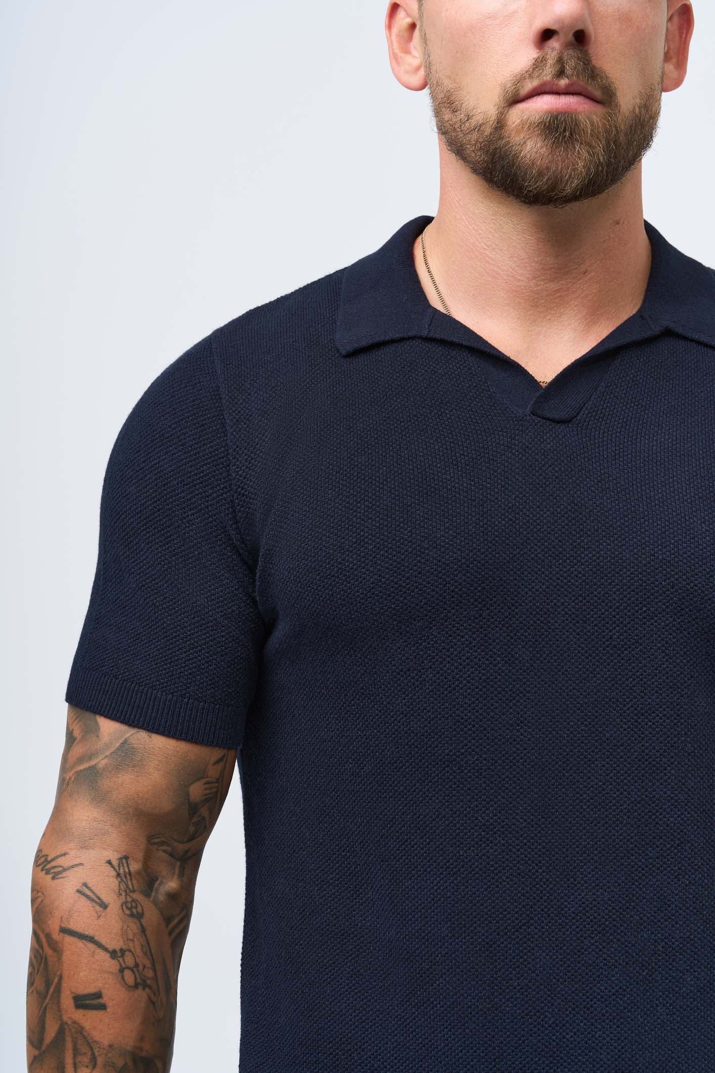Golden Shore Men's Classic Pique Cotton Polo Shirt - Short Sleeve Slim Fit Summer Top, Classic Navy