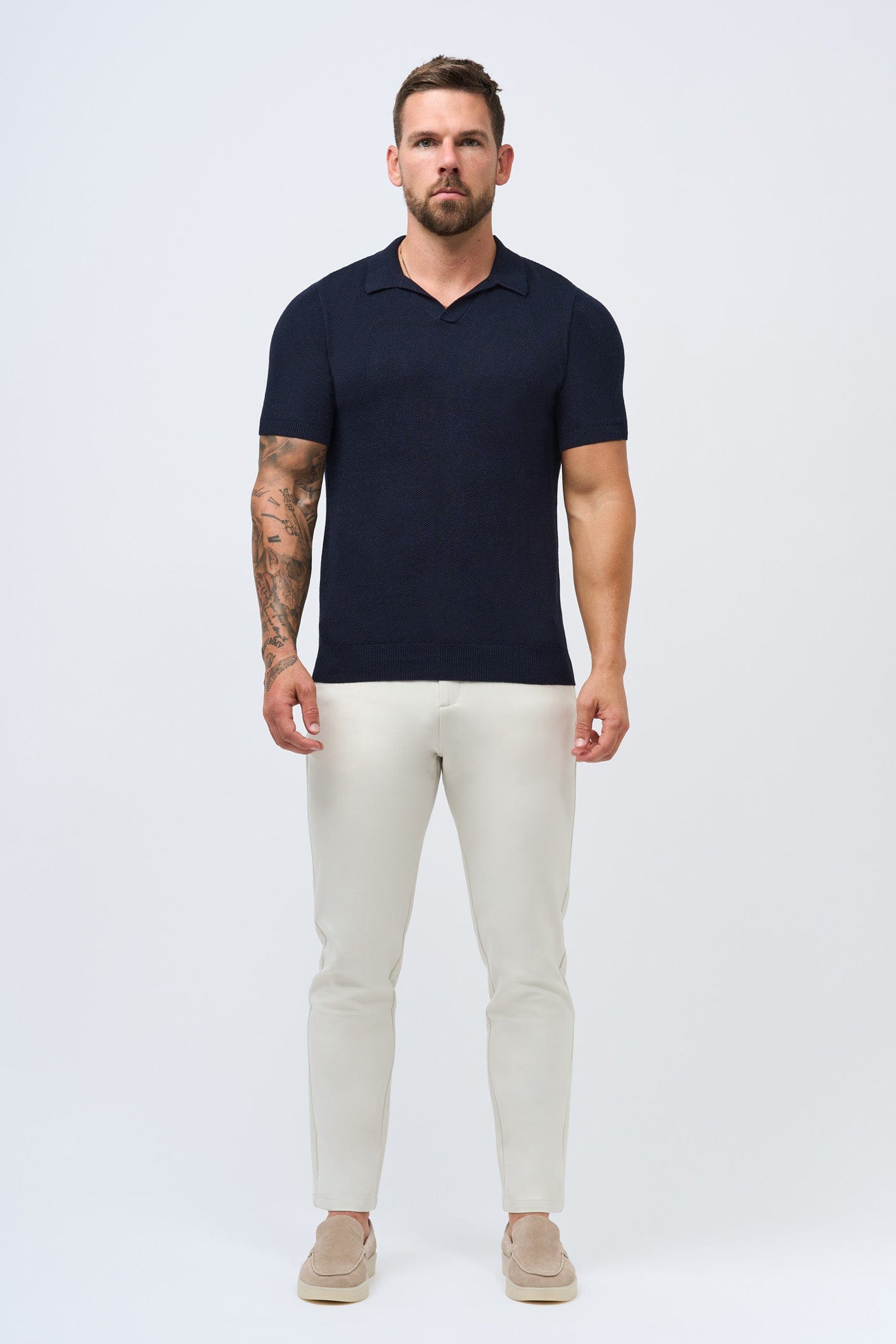 Golden Shore Men's Classic Pique Cotton Polo Shirt - Short Sleeve Slim Fit Summer Top, Classic Navy