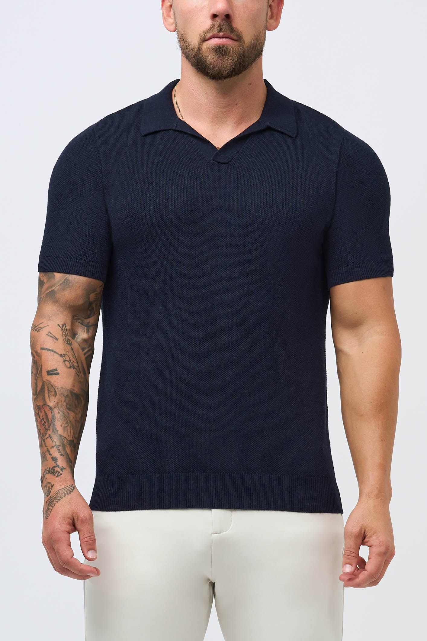 Golden Shore Men's Classic Pique Cotton Polo Shirt - Short Sleeve Slim Fit Summer Top, Classic Navy