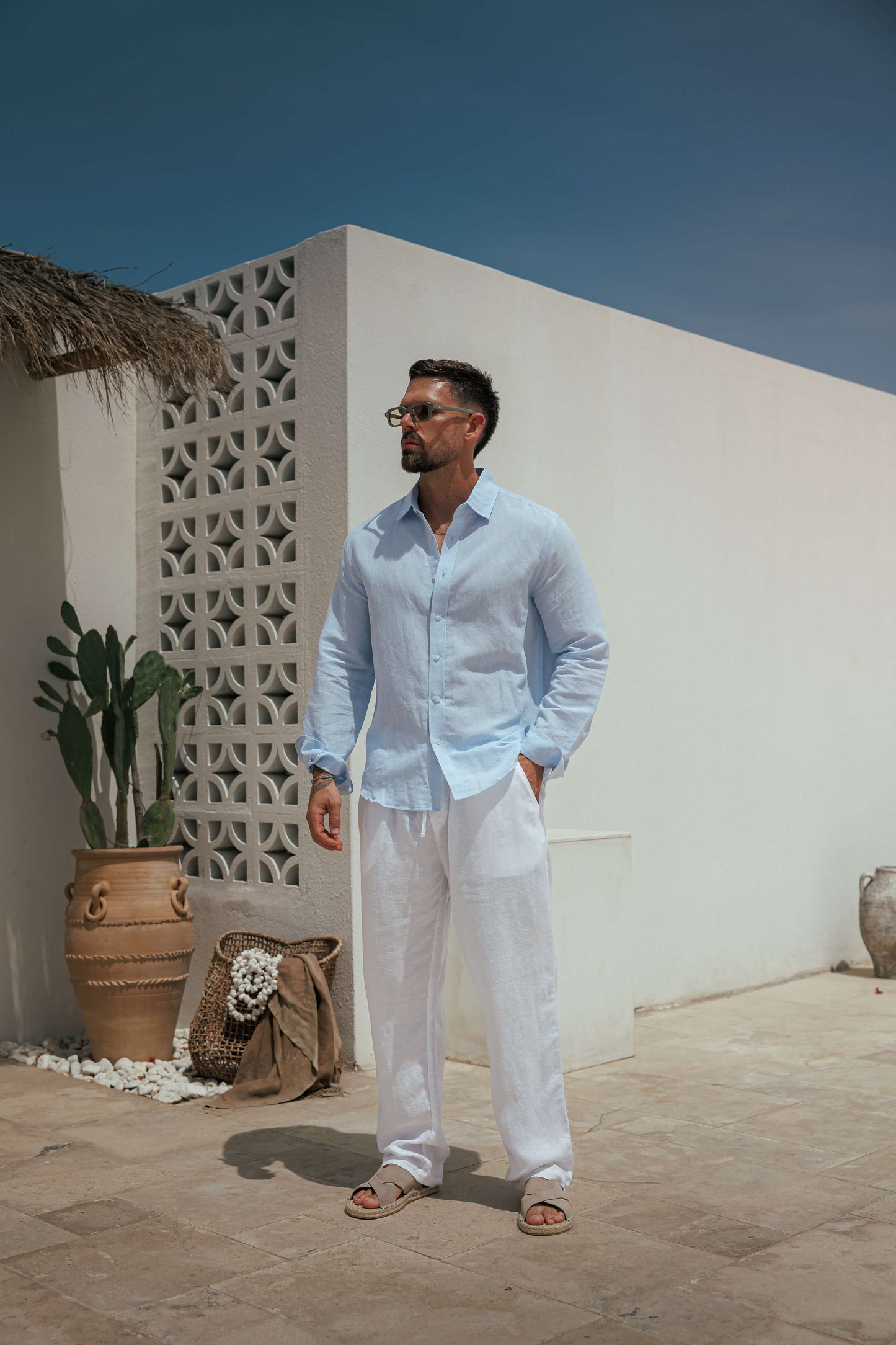 LUXE LINEN SHIRT - LIGHT BLUE