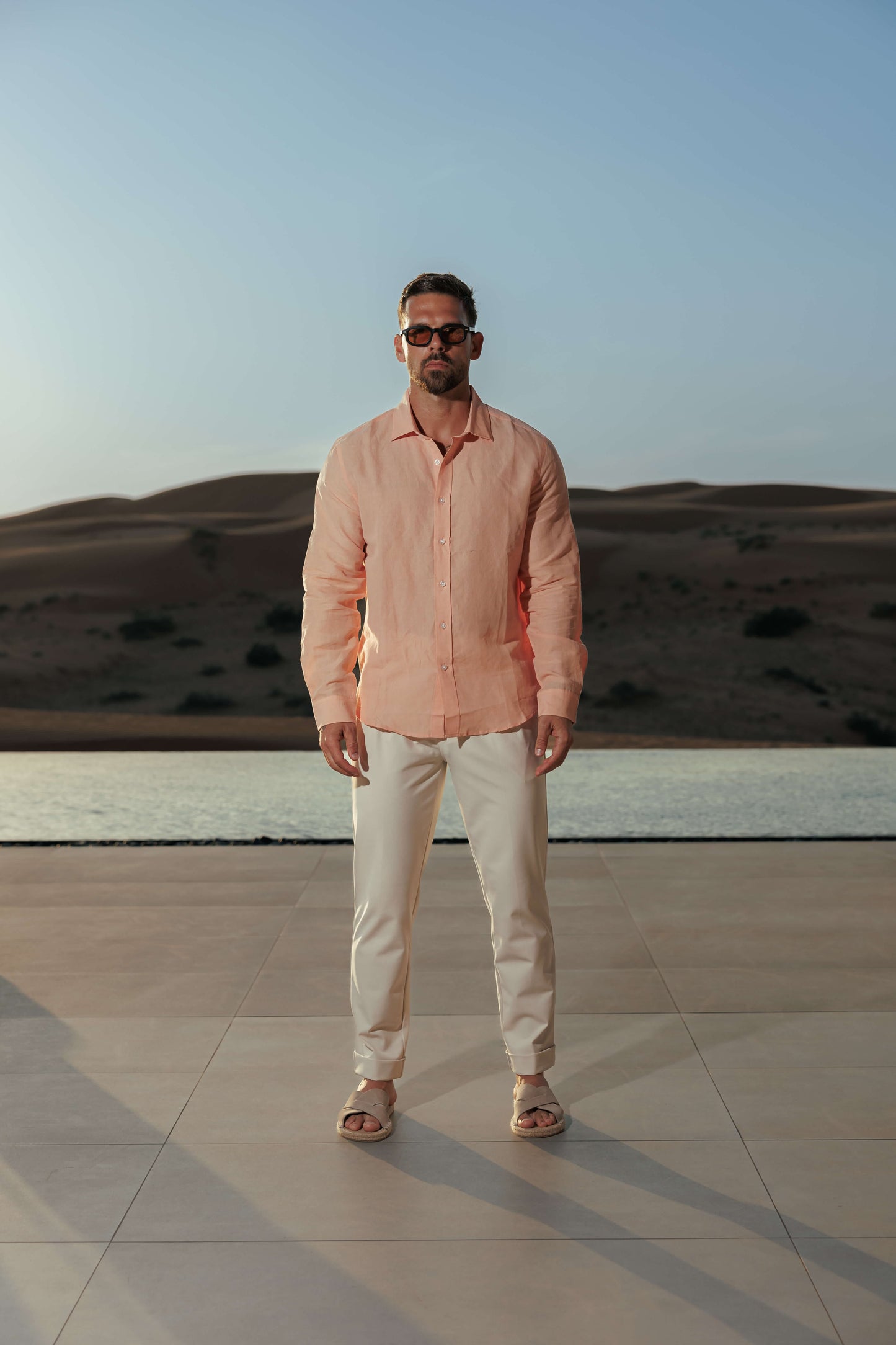 LUXE LINEN SHIRT - SALMON