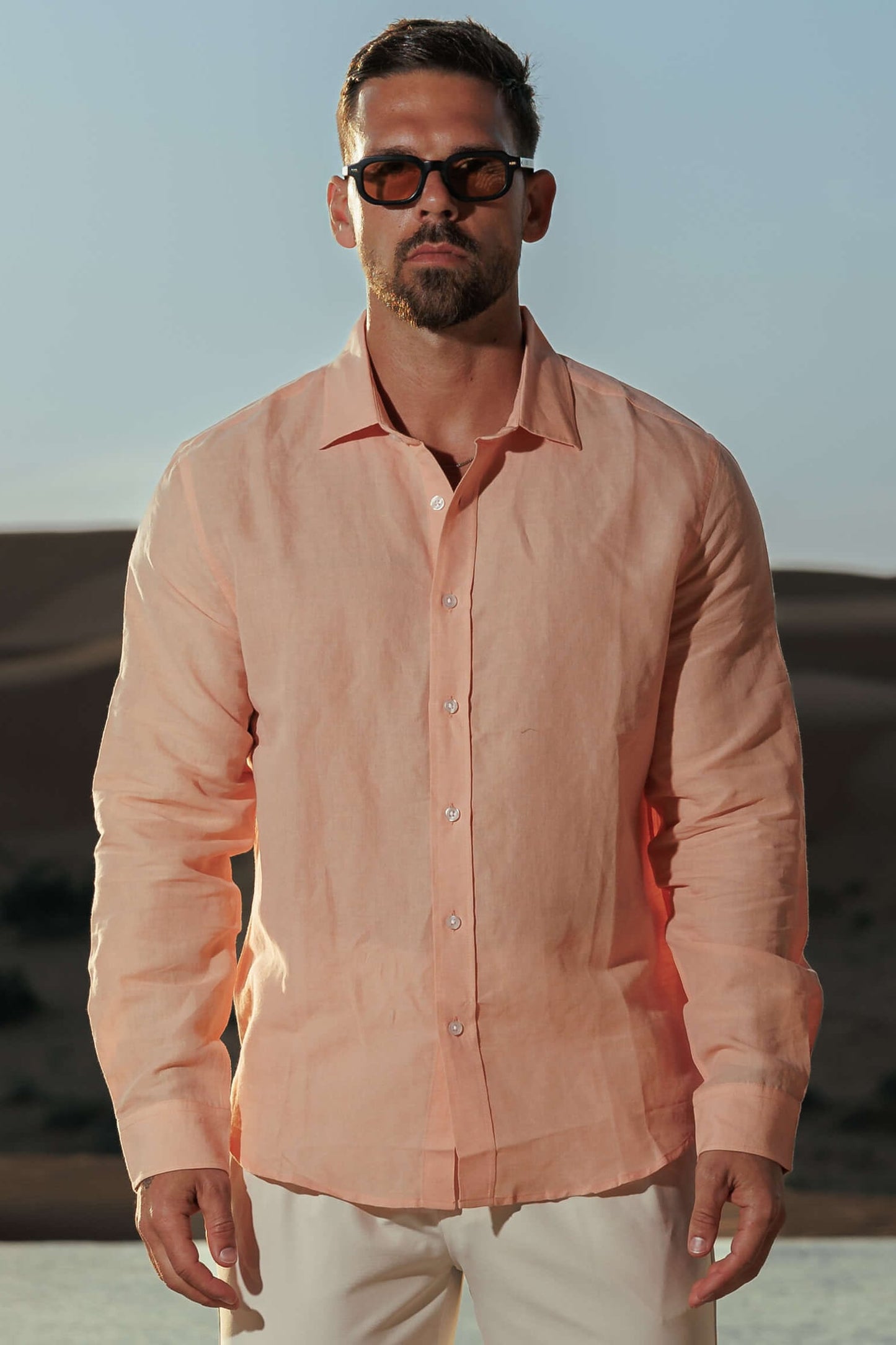LUXE LINEN SHIRT - SALMON