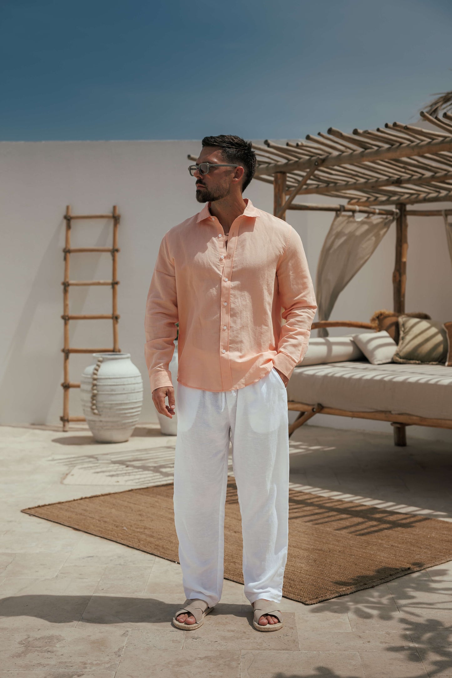 LUXE LINEN SHIRT - SALMON