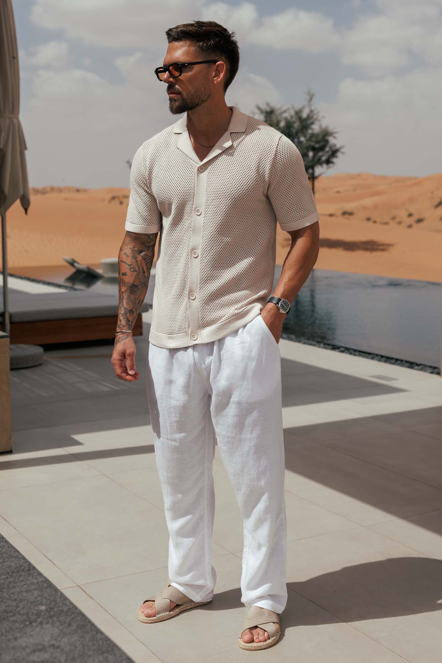 PEAK KNIT SHIRT - CREAM