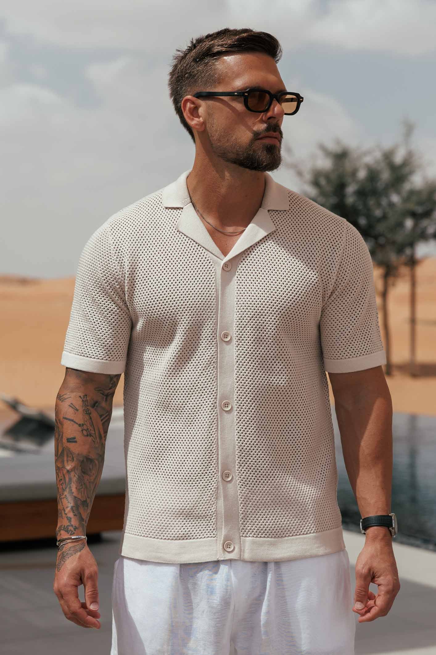PEAK KNIT SHIRT - CREAM