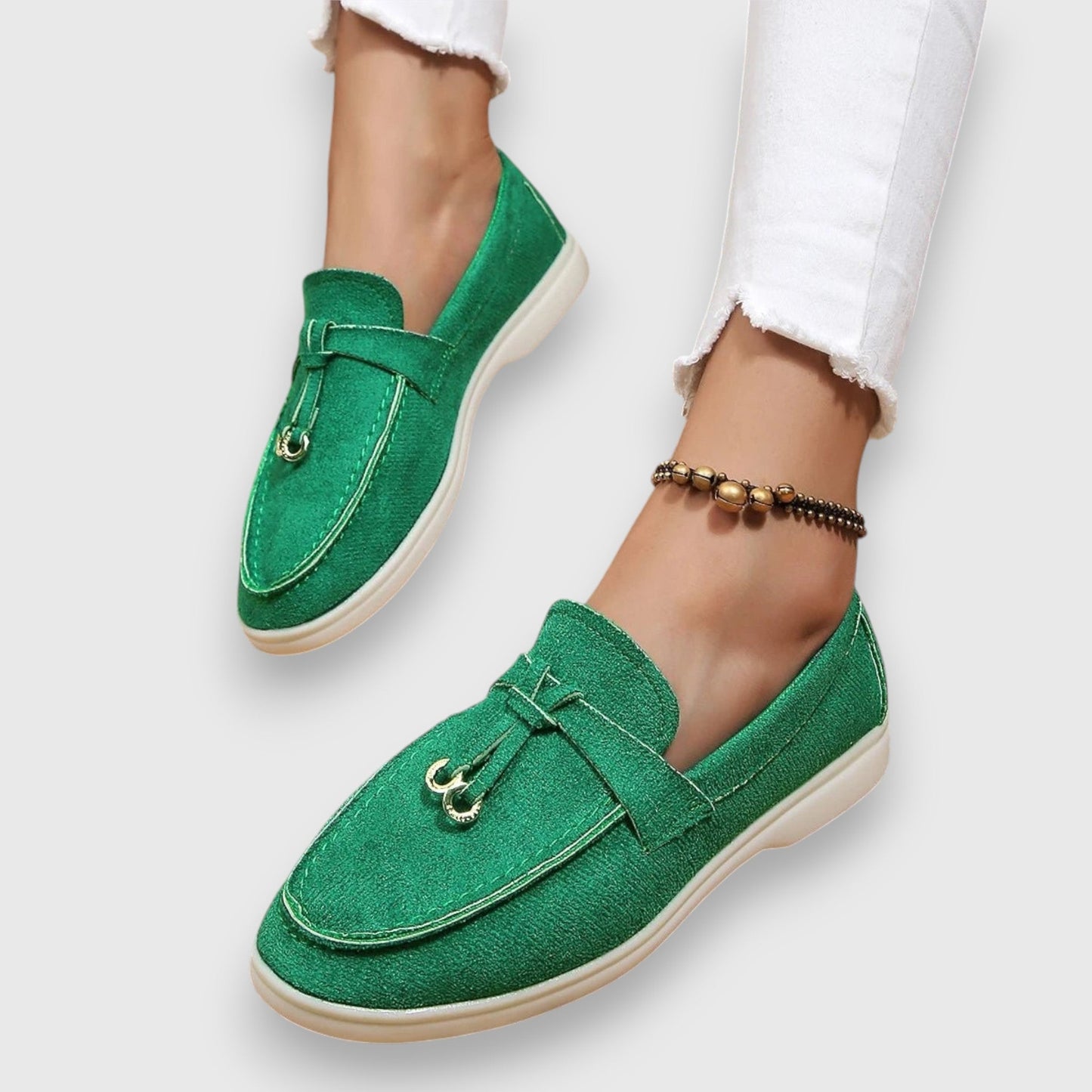 Goldenshore Women's Suede Tassel Slip-On Loafers - Flat Moccasin Walking Shoes with White Rubber Sole