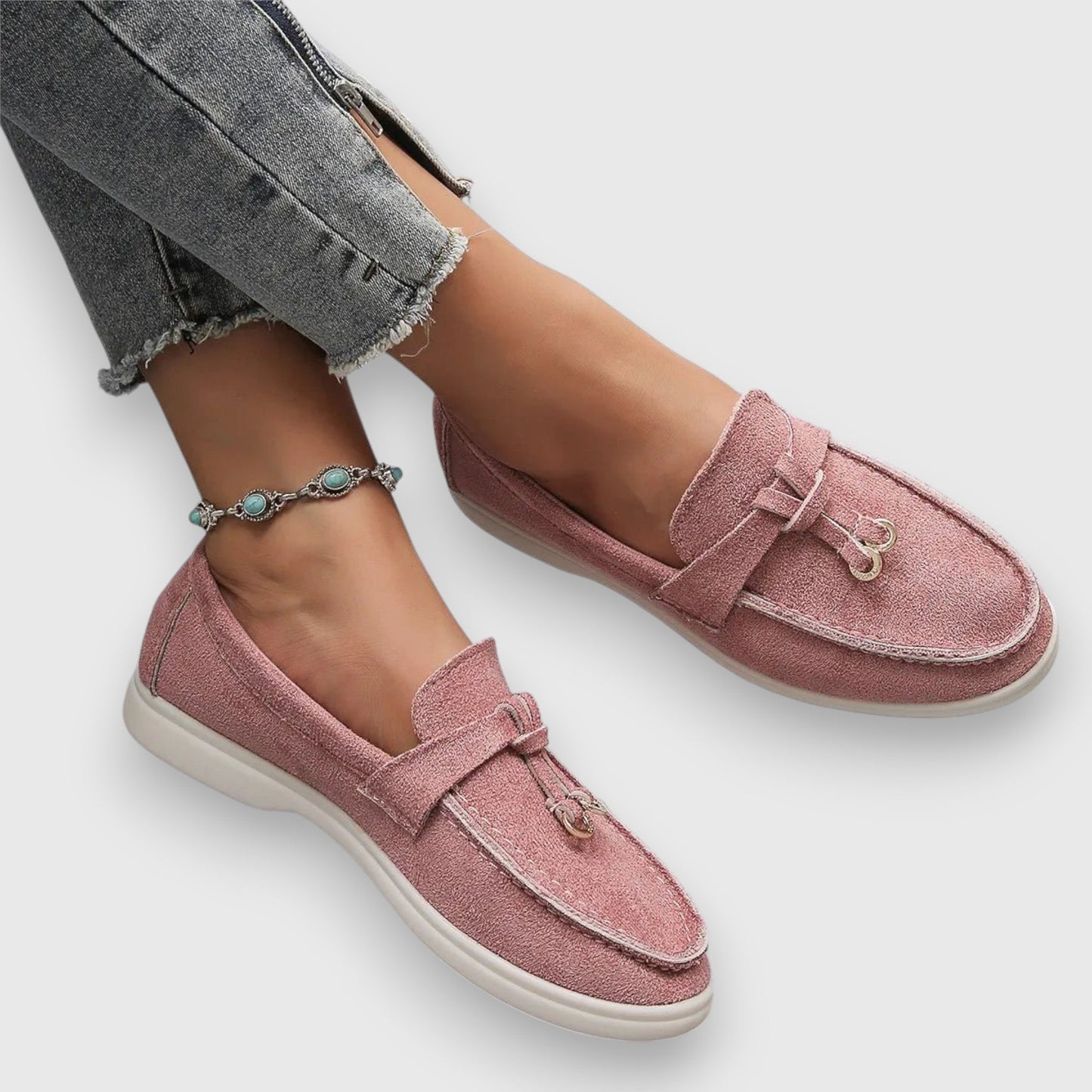 Goldenshore Women's Suede Tassel Slip-On Loafers - Flat Moccasin Walking Shoes with White Rubber Sole